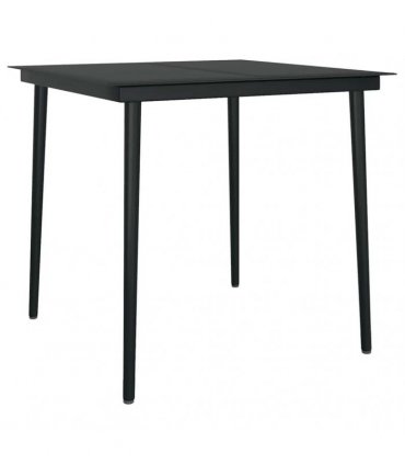 vidaXL 3 Piece Garden Dining Set Black Poly Rattan Glass