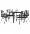 vidaXL 5 Piece Garden Dining Set Black Poly Rattan Glass