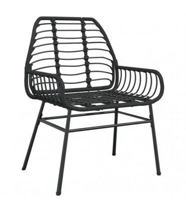 vidaXL 5 Piece Garden Dining Set Black Poly Rattan Glass