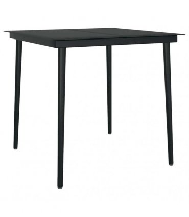vidaXL 5 Piece Garden Dining Set Black Poly Rattan Glass