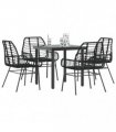 vidaXL 5 Piece Garden Dining Set Black Poly Rattan Glass