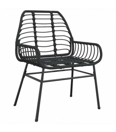 vidaXL 5 Piece Garden Dining Set Black Poly Rattan Glass