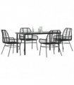 vidaXL 5 Piece Garden Dining Set Black Poly Rattan Glass