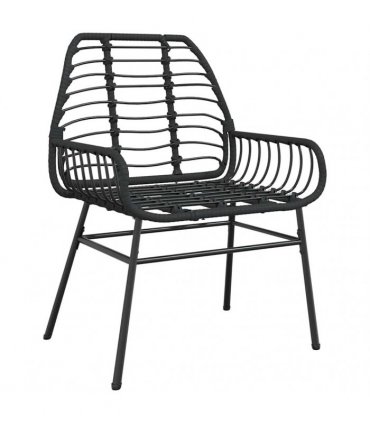 vidaXL 5 Piece Garden Dining Set Black Poly Rattan Glass