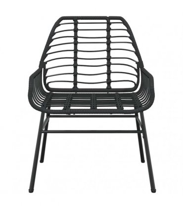 vidaXL 7 Piece Garden Dining Set Black Poly Rattan Glass