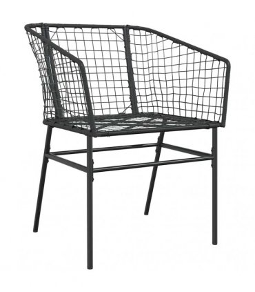 vidaXL 3 Piece Garden Dining Set Black Poly Rattan Glass