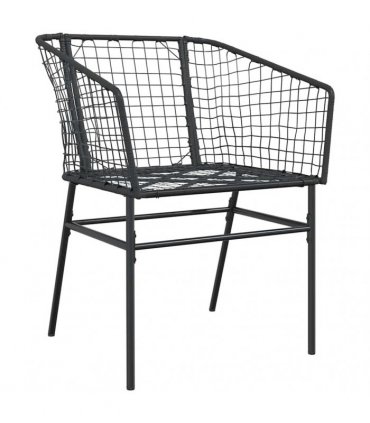vidaXL 5 Piece Garden Dining Set Black Poly Rattan Glass