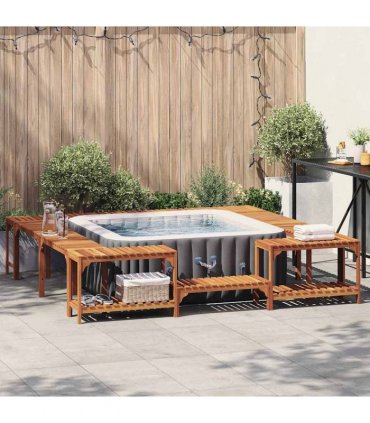 vidaXL Hot Tub Surround Solid Acacia Wood Brown 255 x 255 x 55.5 cm