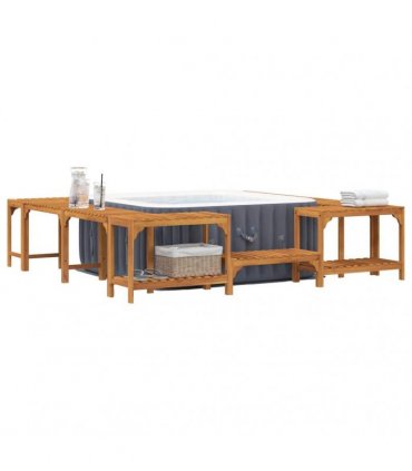 vidaXL Hot Tub Surround Solid Acacia Wood Brown 255 x 255 x 55.5 cm
