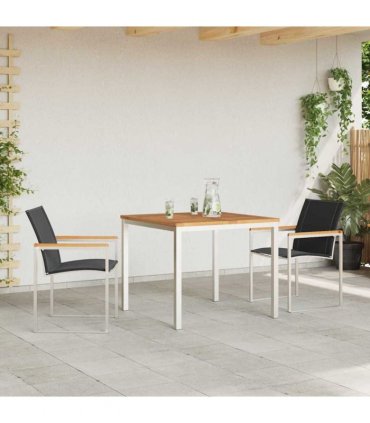 vidaXL Garden Dining Set 3 pcs Solid Acacia Wood and Stainless Steel