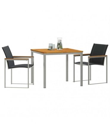 vidaXL Garden Dining Set 3 pcs Solid Acacia Wood and Stainless Steel