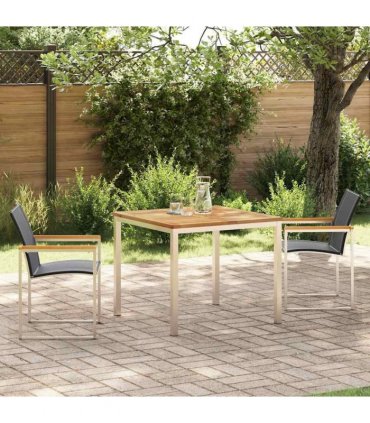 vidaXL Garden Dining Set 3 pcs Solid Acacia Wood and Stainless Steel