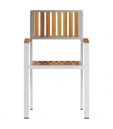 vidaXL Garden Chair 6 pcs Solid Teak Wood and Stainless Steel