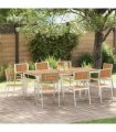 vidaXL Garden Chair 8 pcs Solid Teak Wood and Stainless Steel