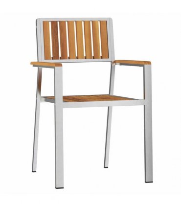 vidaXL Garden Chair 8 pcs Solid Teak Wood and Stainless Steel