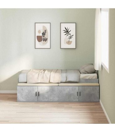 vidaXL Bed Frame with Door Concrete Grey 100 x 200 cm Engineered Wood