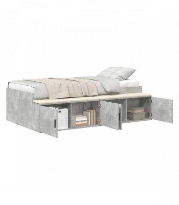 vidaXL Bed Frame with Door Concrete Grey 100 x 200 cm Engineered Wood