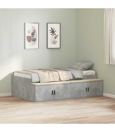 vidaXL Bed Frame with Door Concrete Grey 100 x 200 cm Engineered Wood