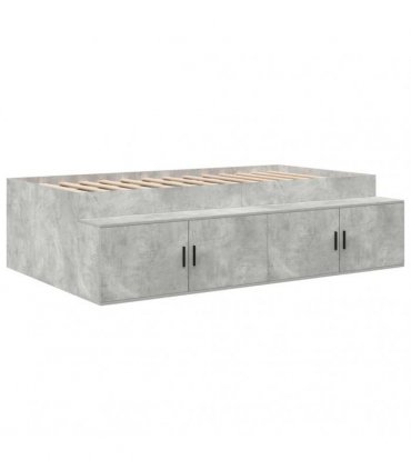vidaXL Bed Frame with Door Concrete Grey 100 x 200 cm Engineered Wood