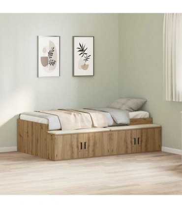 vidaXL Bed Frame with Drawer Artisan Oak 100 x 200 cm Engineered Wood