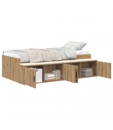 vidaXL Bed Frame with Drawer Artisan Oak 100 x 200 cm Engineered Wood