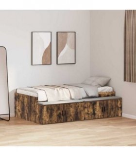 vidaXL Bed Frame with Drawer Smoked Oak 90 x 200 cm Engineered Wood