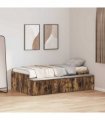 vidaXL Bed Frame with Drawer Smoked Oak 90 x 200 cm Engineered Wood