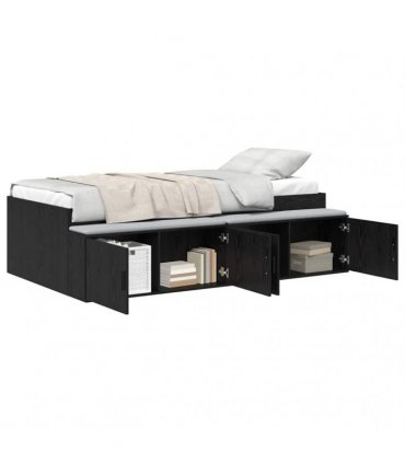 vidaXL Bed Frame with Drawer Black Oak 80 x 200 cm Engineered Wood