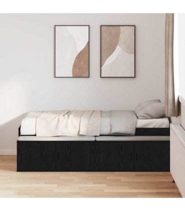 vidaXL Bed Frame with Drawer Black Oak 80 x 200 cm Engineered Wood