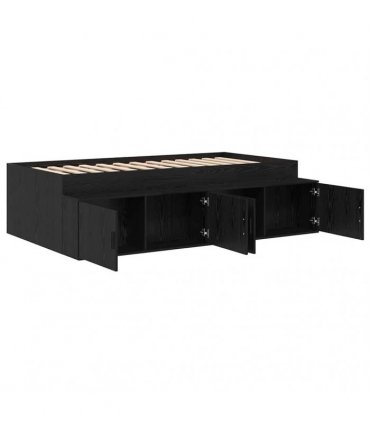 vidaXL Bed Frame with Drawer Black Oak 80 x 200 cm Engineered Wood