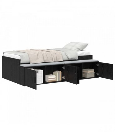 vidaXL Bed Frame with Drawer Black Oak 90 x 190 cm Engineered Wood