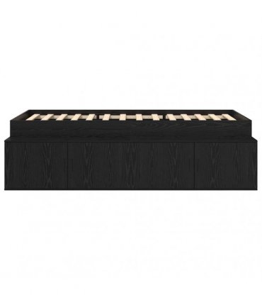 vidaXL Bed Frame with Drawer Black Oak 90 x 190 cm Engineered Wood