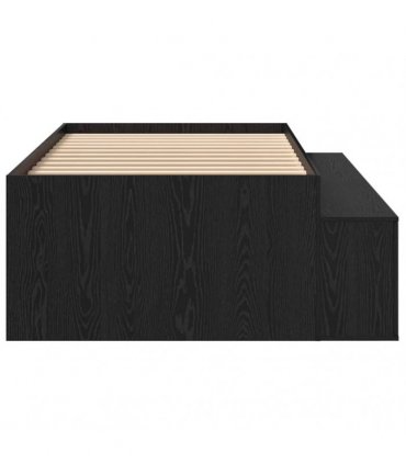 vidaXL Bed Frame with Drawer Black Oak 90 x 190 cm Engineered Wood