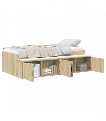 vidaXL Bed Frame with Drawer Sonoma Oak 90 x 190 cm Engineered Wood