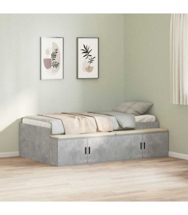 vidaXL Bed Frame with Drawer Concrete Grey 70 x 190 cm Engineered Wood