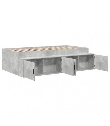 vidaXL Bed Frame with Drawer Concrete Grey 70 x 190 cm Engineered Wood