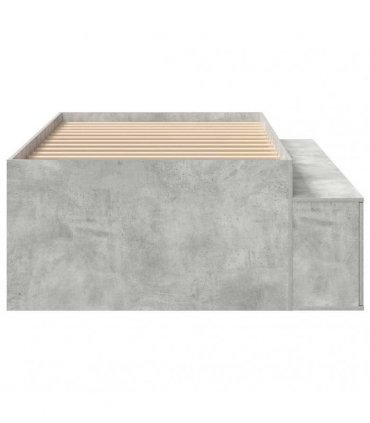 vidaXL Bed Frame with Drawer Concrete Grey 70 x 190 cm Engineered Wood