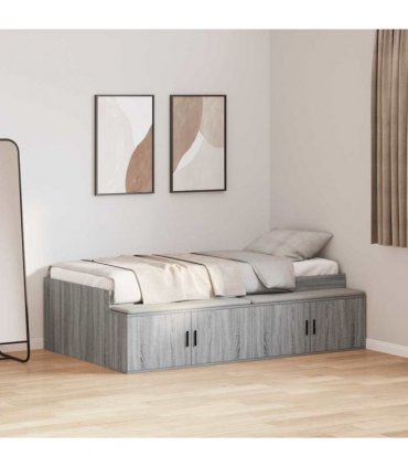 vidaXL Bed Frame with Drawer Grey Sonoma 70 x 190 cm Engineered Wood