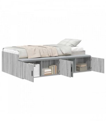 vidaXL Bed Frame with Drawer Grey Sonoma 70 x 190 cm Engineered Wood