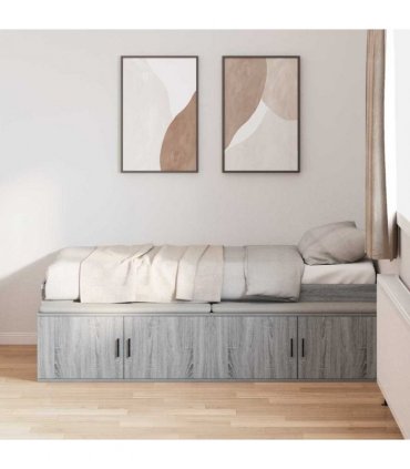 vidaXL Bed Frame with Drawer Grey Sonoma 70 x 190 cm Engineered Wood