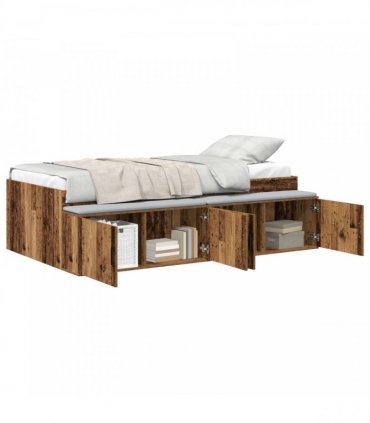 vidaXL Bed Frame with Drawer Old Wood 70 x 190 cm Engineered Wood