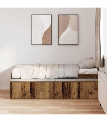 vidaXL Bed Frame with Drawer Old Wood 70 x 190 cm Engineered Wood