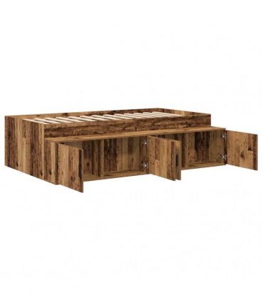 vidaXL Bed Frame with Drawer Old Wood 70 x 190 cm Engineered Wood