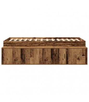 vidaXL Bed Frame with Drawer Old Wood 70 x 190 cm Engineered Wood