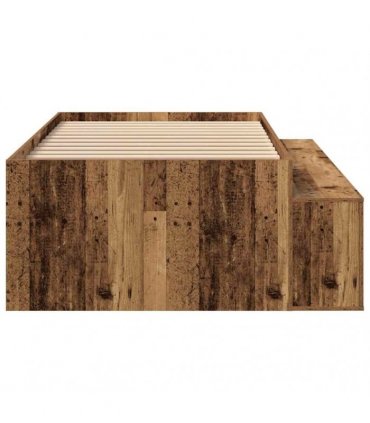 vidaXL Bed Frame with Drawer Old Wood 70 x 190 cm Engineered Wood