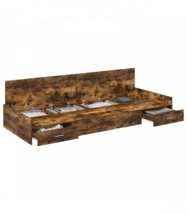 vidaXL Bed Frame with Drawer Smoked Oak 100 x 200 cm Engineered Wood