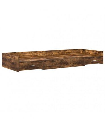 vidaXL Bed Frame with Drawer Smoked Oak 100 x 200 cm Engineered Wood