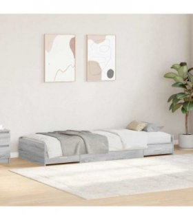 vidaXL Bed Frame with Drawer Grey Sonoma 100 x 200 cm Engineered Wood