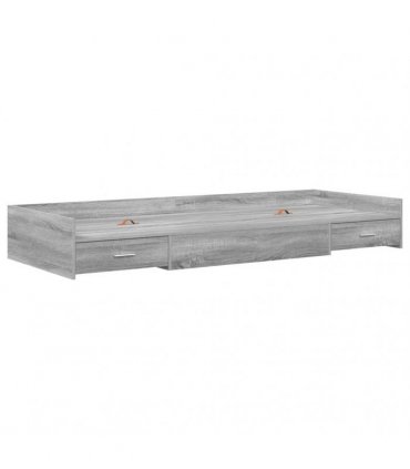 vidaXL Bed Frame with Drawer Grey Sonoma 100 x 200 cm Engineered Wood