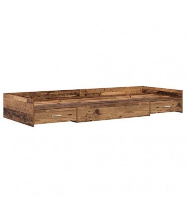 vidaXL Bed Frame with Drawer Old Wood 100 x 200 cm Engineered Wood